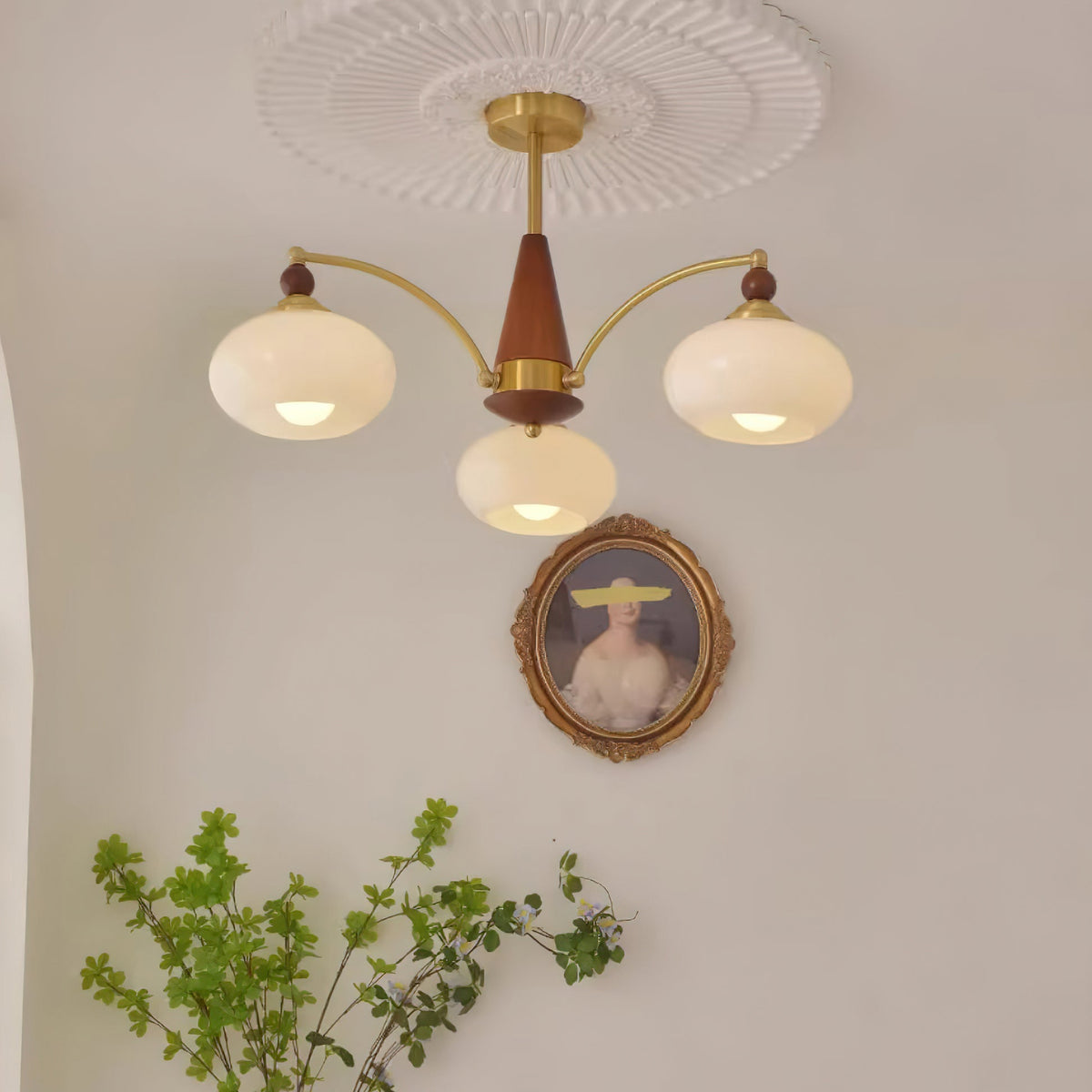 Multi-Arm Pendant Light Fixture Wood Brass Glass Shades Adjustable Height Dining Room Living Room Overhead Lighting 3 5 8 Bulb Vintage Indus