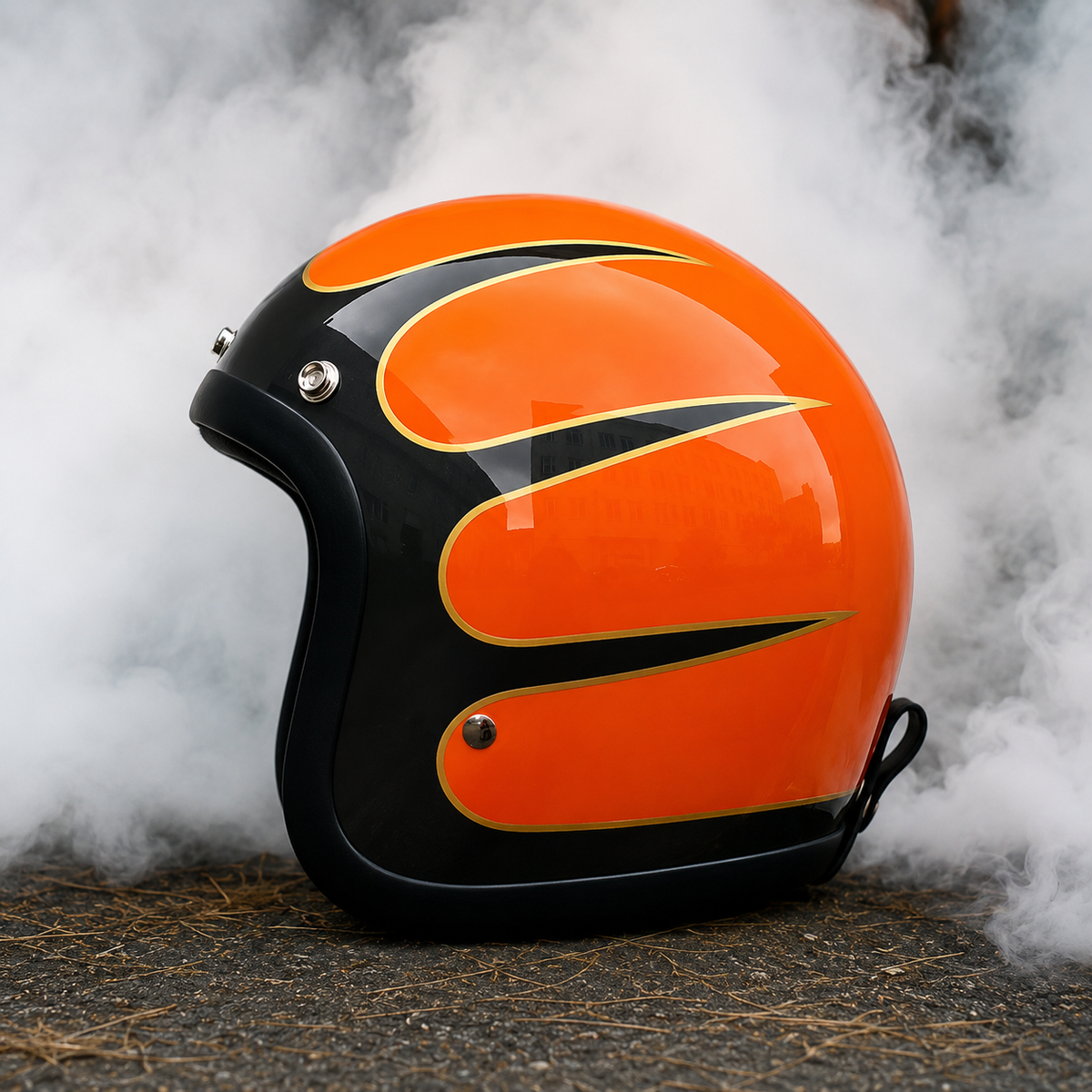 Moto Helmet Retro Low Profile, Full Face Helmet with DOT and ECE Certification, Open Face and Chopper Style Biker Helmet