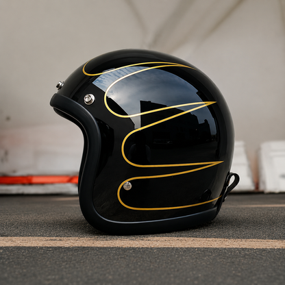 Moto Helmet Retro Low Profile, Full Face Helmet with DOT and ECE Certification, Open Face and Chopper Style Biker Helmet