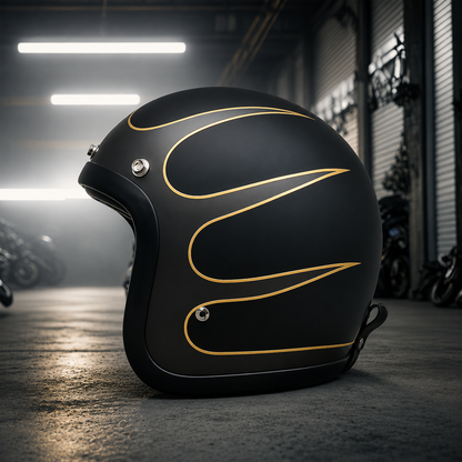 Moto Helmet Retro Low Profile, Full Face Helmet with DOT and ECE Certification, Open Face and Chopper Style Biker Helmet