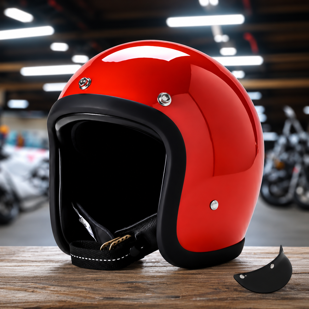 Moto Helmet Retro Low Profile, Full Face Helmet with DOT and ECE Certification, Open Face and Chopper Style Biker Helmet