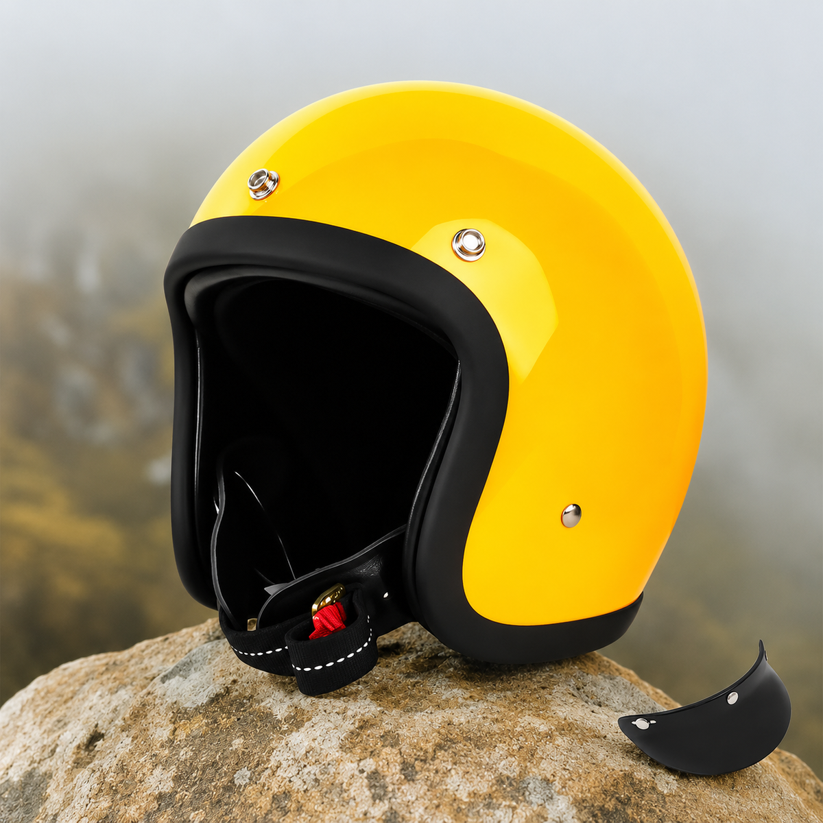 Moto Helmet Retro Low Profile, Full Face Helmet with DOT and ECE Certification, Open Face and Chopper Style Biker Helmet