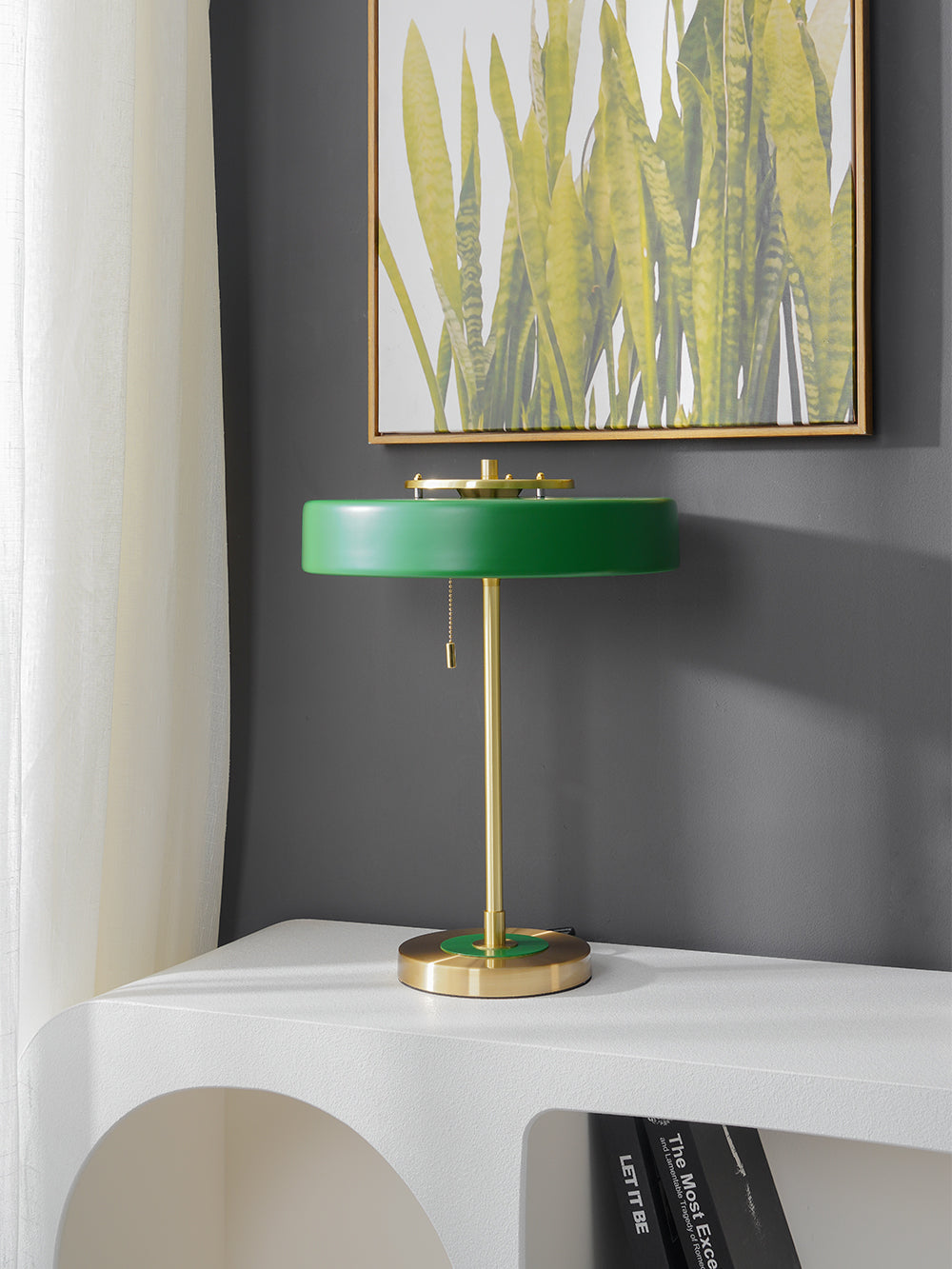 Bedside Reading Lamp with Metal Shade & Acrylic Diffuser for Desk Nightstand Lighting Office Bedroom Study Room Decor Pull Chain Switch Warm