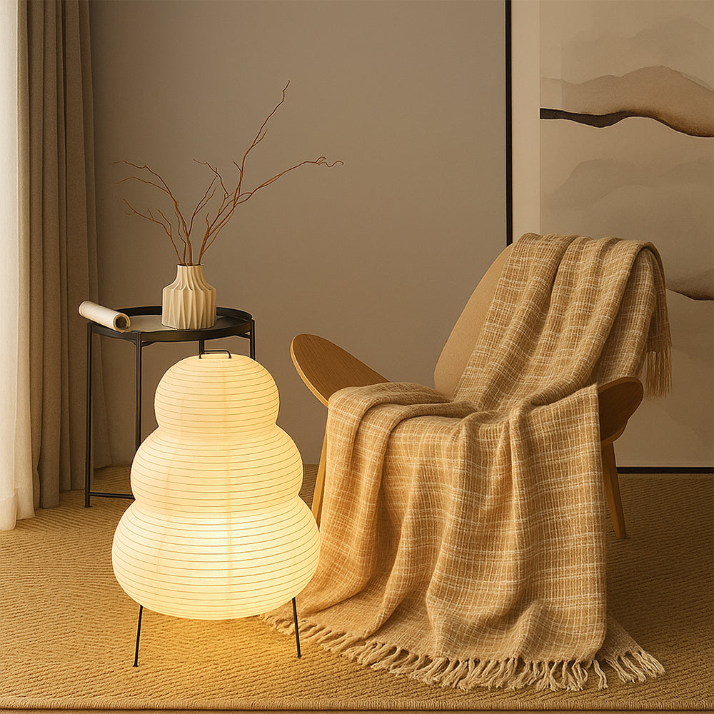 Tall White Paper Shade Standing Lamp with Warm Ambient Light for Bedroom Living Room Modern Minimalist Japandi Style Cloud-Inspired Diffused