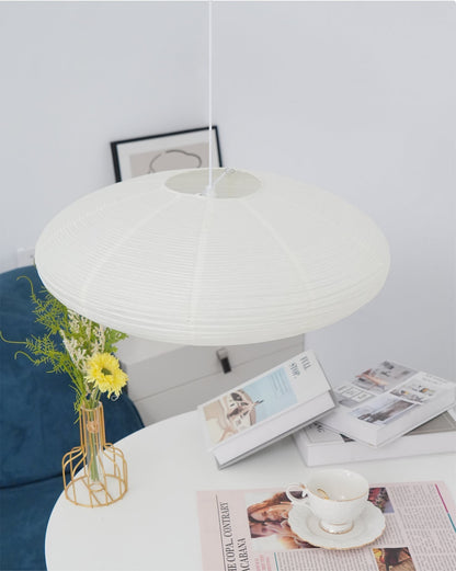 Handmade Rice Paper Sphere Pendant Lamp for Dining Room & Bedroom | Sculptural Ceiling Fixture with Adjustable Cord | E26 Edison Bulb Compat
