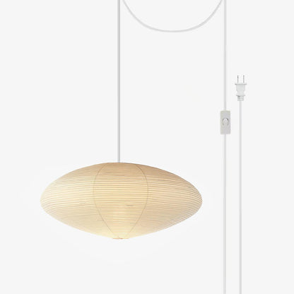 Handcrafted Paper Shade Ceiling Light with Adjustable Cord White Hanging Fixture for Bedroom Living Room Kitchen Dining Modern Indoor Lamp