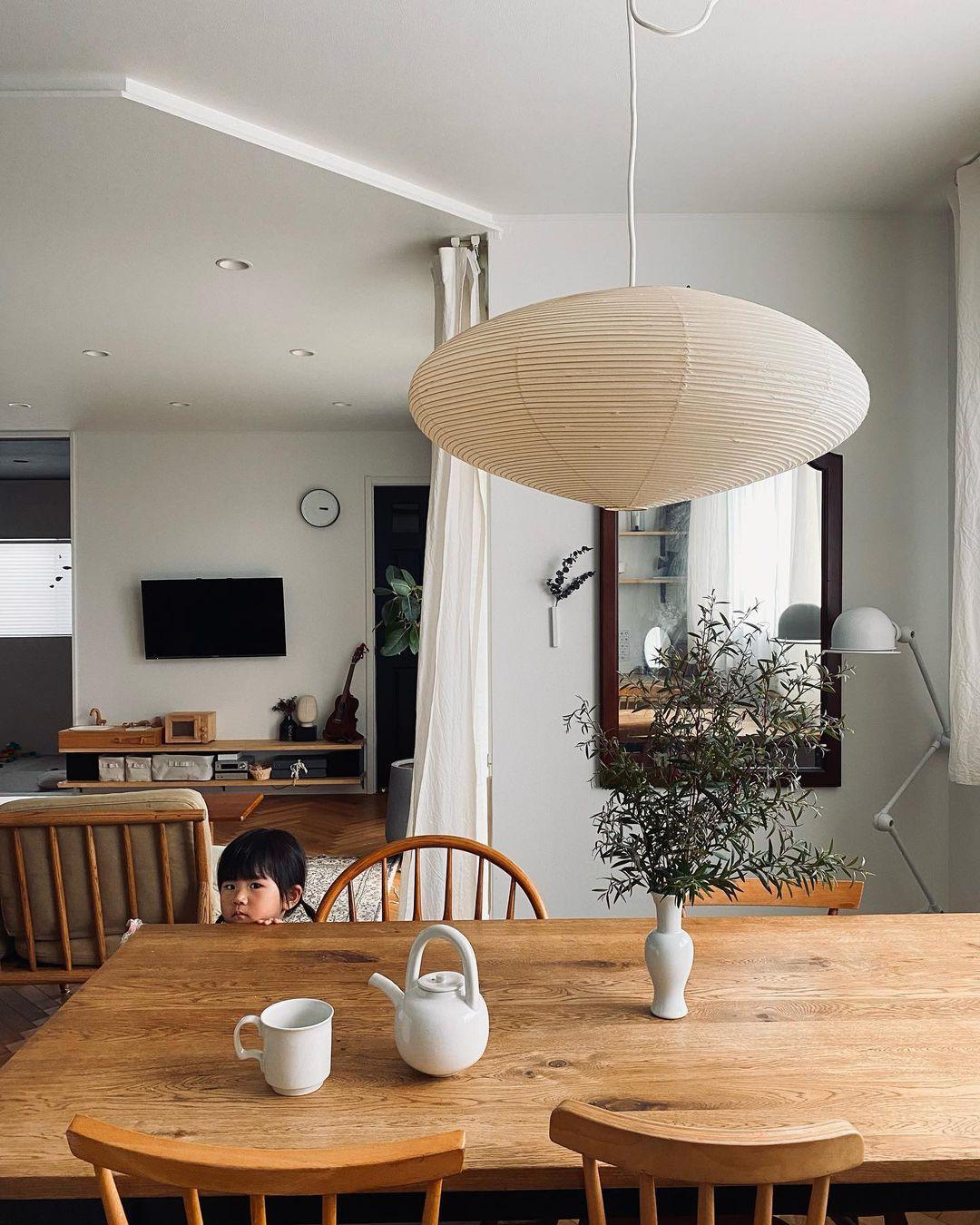 Handcrafted Paper Shade Ceiling Light with Adjustable Cord White Hanging Fixture for Bedroom Living Room Kitchen Dining Modern Indoor Lamp
