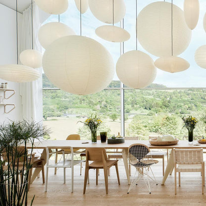 Handmade Paper Globe Drop Light for Kitchen Island & Dining Room – Adjustable Cable, E26 Socket, Soft Ambient Glow – Modern Overhead Fixture