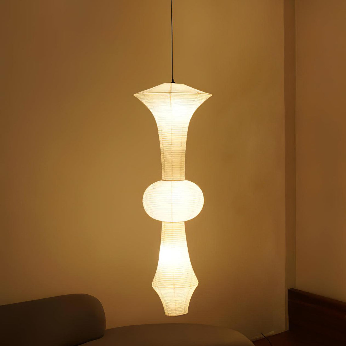 Handcrafted Paper Lantern Ceiling Light White Drum Shade Hanging Fixture E26 E27 Socket Bedroom Living Room Dining Room Ambient Glow Modern