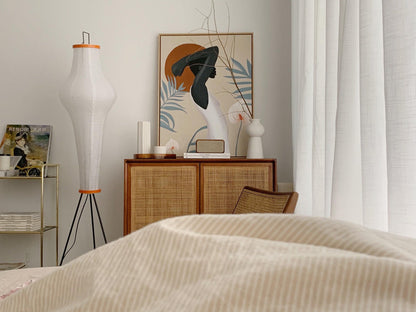Japanese-Inspired Paper Floor Lamp White Mulberry Shade Tall Standing Light for Living Room Bedroom Reading Nook Sculptural Accent