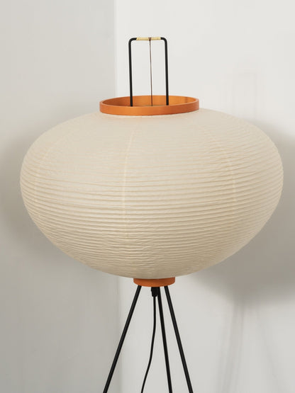 Japanese-Inspired Paper Floor Lamp White Mulberry Shade Tall Standing Light for Living Room Bedroom Reading Nook Sculptural Accent
