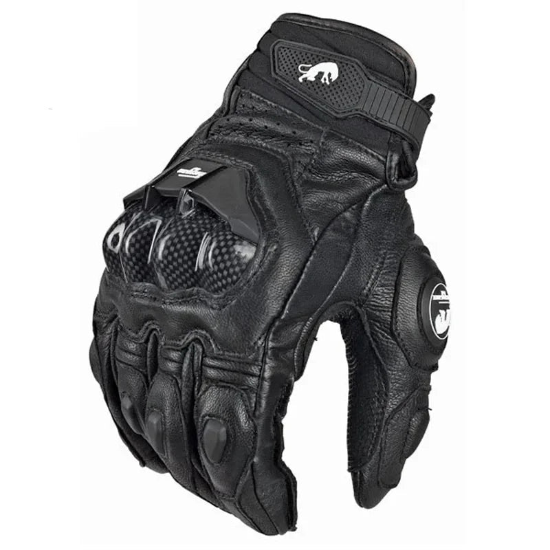 RidePro Carbon | Gants de moto en cuir avec protection en fibre de carbone | Imperméables et compatibles avec les écrans tactiles pour une conduite par tous les temps