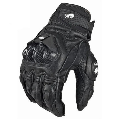 RidePro Carbon | Gants de moto en cuir avec protection en fibre de carbone | Imperméables et compatibles avec les écrans tactiles pour une conduite par tous les temps