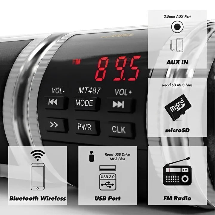 Rider's Choice | Bluetooth Motorcycle Sound System with FM & USB Connectivity | High-Quality Audio for Enhanced Riding Experience