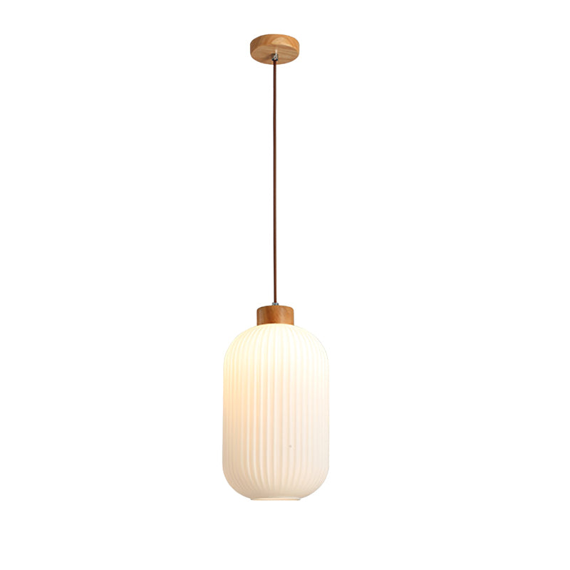 Hanging Ceiling Light with Frosted Shade and Natural Accents for Kitchen Island Dining Room Bedroom | Modern Drop Fixture E26 Socket 110V In