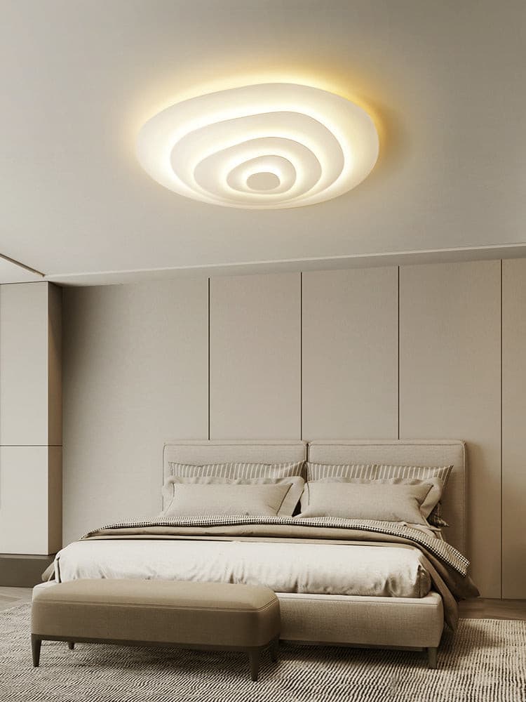 LED Flush Mount Ceiling Light 18.5 in White Metal Panel for Living Room Bedroom Dining Room Modern Low Profile Fixture Integrated Lighting