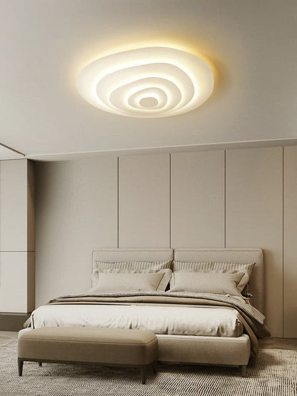 LED Flush Mount Ceiling Light 18.5 in White Metal Panel for Living Room Bedroom Dining Room Modern Low Profile Fixture Integrated Lighting
