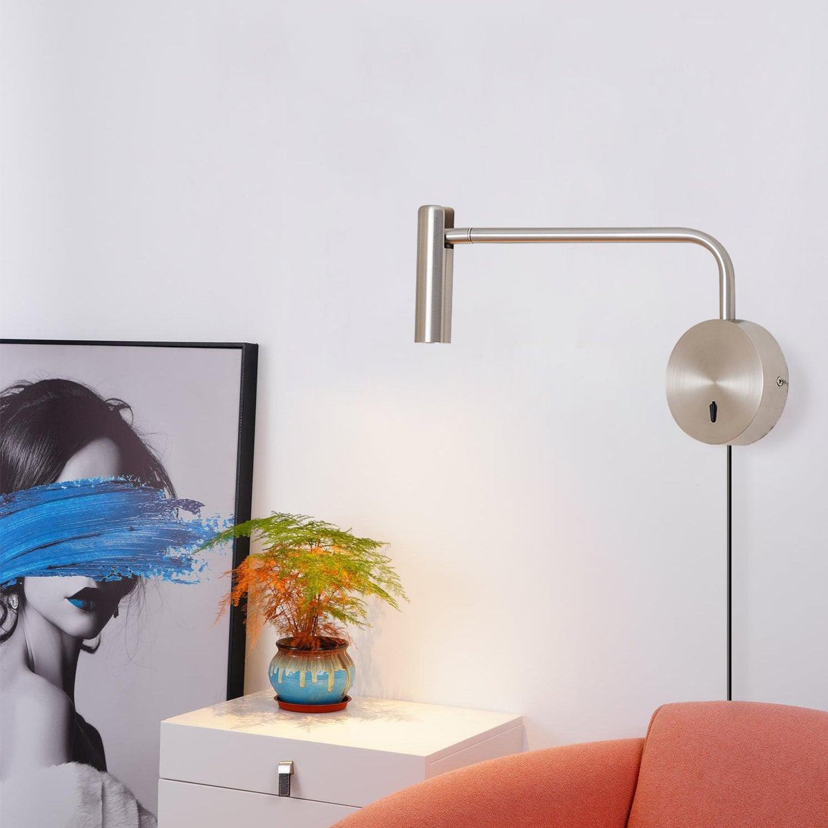 Pivoting Arm LED Reading Light Metal Wall Sconce Bedside Task Lamp Modern 9.4 in Contemporary Fixture for Bedroom Hallway US Adjustable