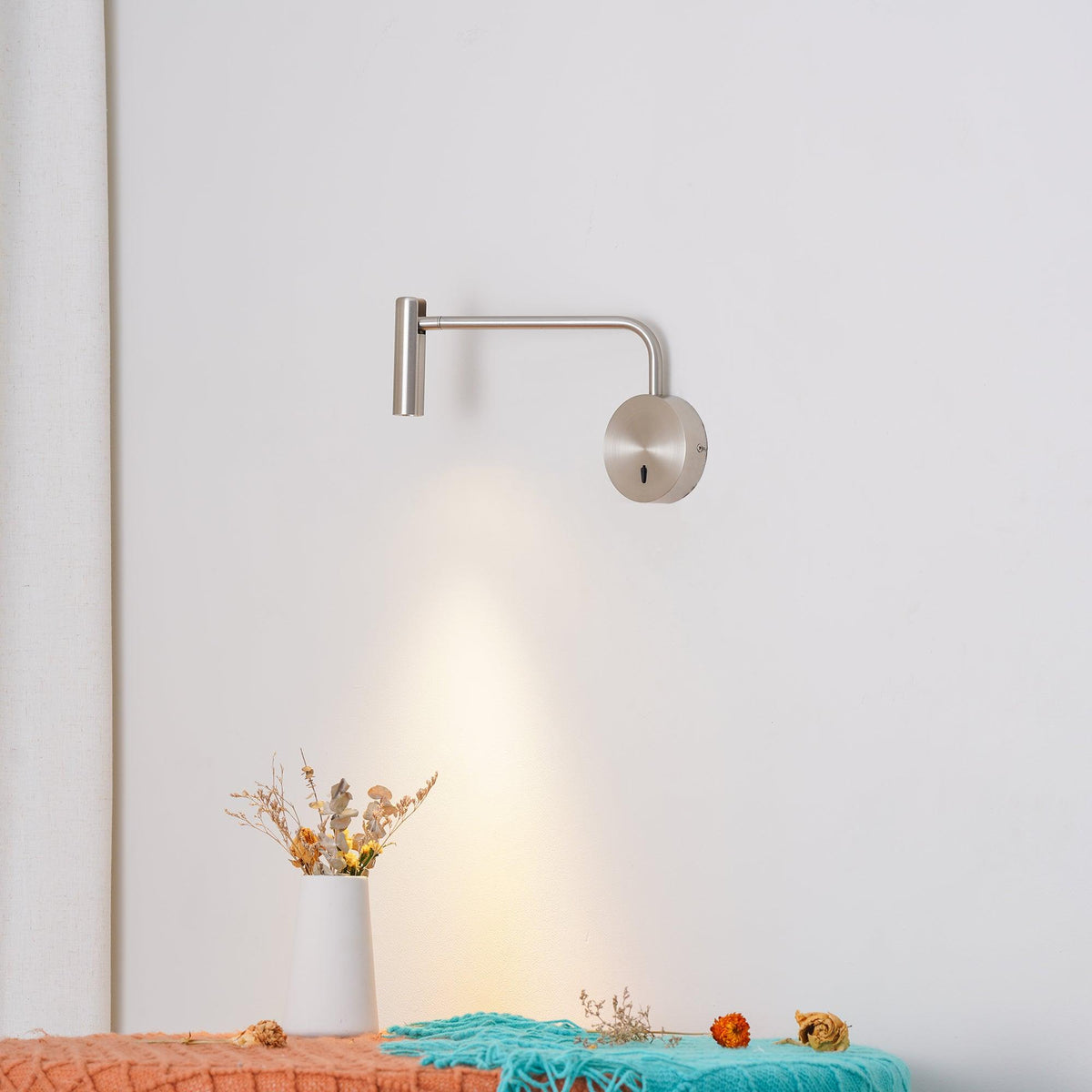 Pivoting Arm LED Reading Light Metal Wall Sconce Bedside Task Lamp Modern 9.4 in Contemporary Fixture for Bedroom Hallway US Adjustable
