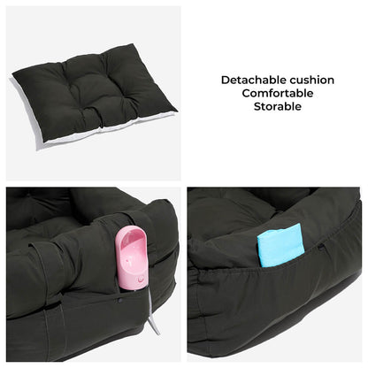 Dog Car Seat, Dog Bed for Car Travel with Safety Straps and Tether, Dog Booster Seat with Washable Cover