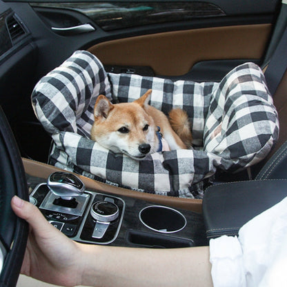 Dog Car Seat, Dog Bed for Car Travel with Safety Straps and Tether, Dog Booster Seat with Washable Cover