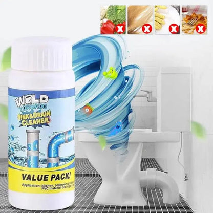 Déboucheur en poudre 110 g – Produit d'entretien pour éviers de cuisine et salles de bains, élimine les obstructions dans les douches, toilettes, tuyaux en PVC, graisses et cheveux