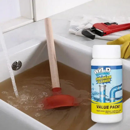 Déboucheur en poudre 110 g – Produit d'entretien pour éviers de cuisine et salles de bains, élimine les obstructions dans les douches, toilettes, tuyaux en PVC, graisses et cheveux