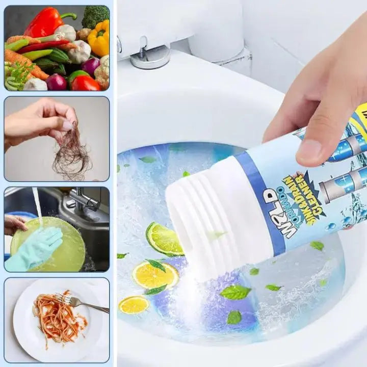 Déboucheur en poudre 110 g – Produit d'entretien pour éviers de cuisine et salles de bains, élimine les obstructions dans les douches, toilettes, tuyaux en PVC, graisses et cheveux