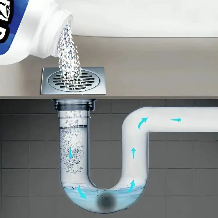Déboucheur en poudre 110 g – Produit d'entretien pour éviers de cuisine et salles de bains, élimine les obstructions dans les douches, toilettes, tuyaux en PVC, graisses et cheveux