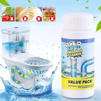 Déboucheur en poudre 110 g – Produit d'entretien pour éviers de cuisine et salles de bains, élimine les obstructions dans les douches, toilettes, tuyaux en PVC, graisses et cheveux