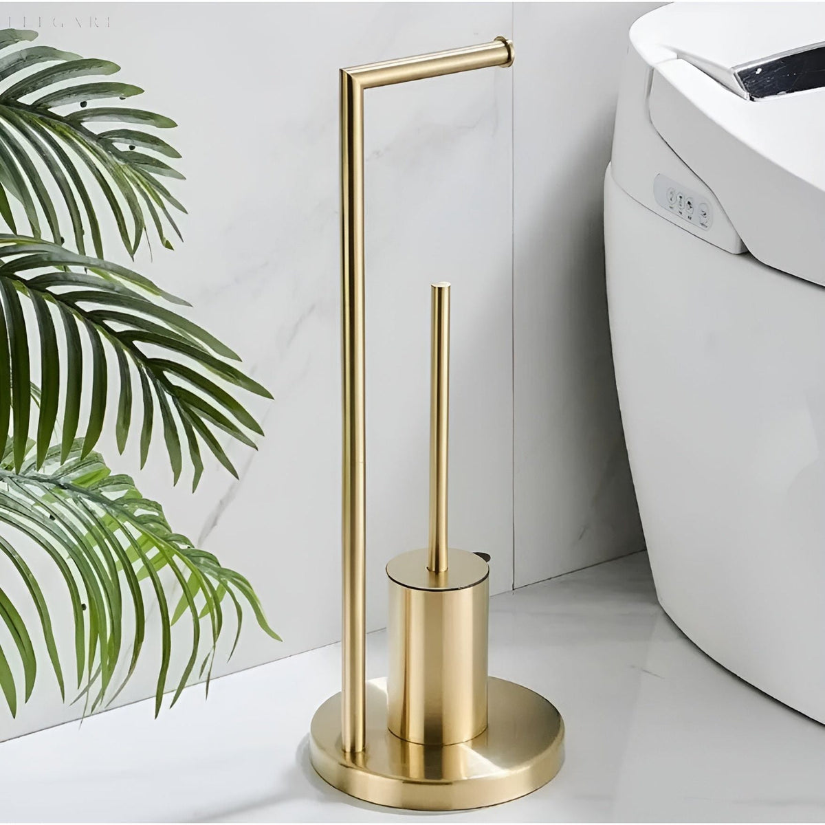 Porte-papier toilette élégant avec brosse intégrée | Design gain de place pour salles de bains modernes