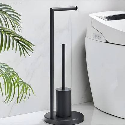 Porte-papier toilette avec brosse, porte-papier toilette sur pied, porte-brosse WC, organisateur de salle de bain gain de place