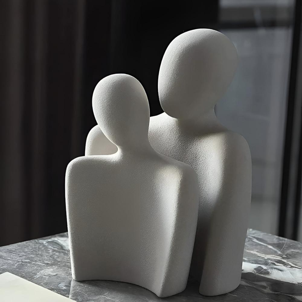Romara Ceramic Sculpture - Elegant Couple Design, Grey Finish