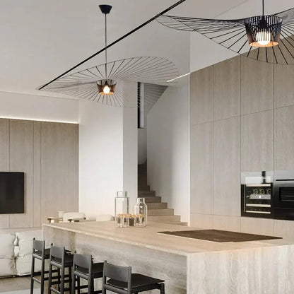 Adjustable Hanging Light Metal & Fabric for Dining Table Kitchen Island Modern Ceiling Fixture E27 Socket Wide Shade Contemporary Home Decor