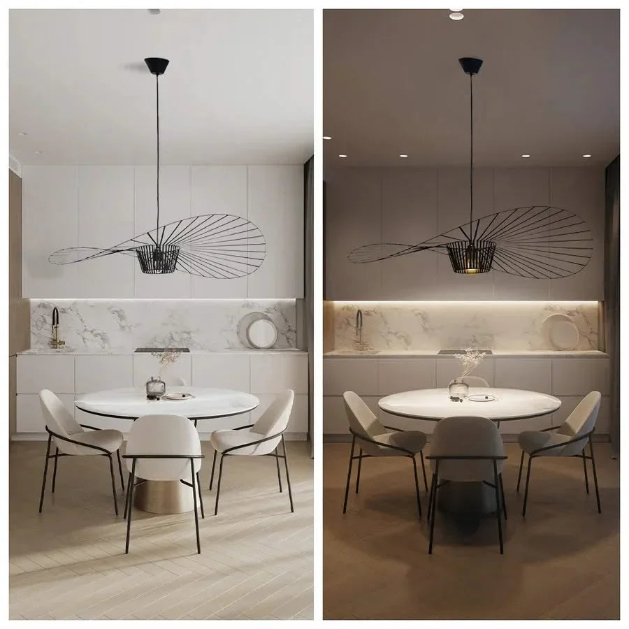 Oversized Drop Ceiling Fixture with Adjustable 59 in Cable for Open-Concept Kitchens & Dining Areas | Wide Sculptural Shade | E27 Socket | M