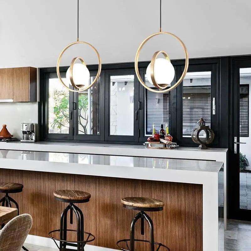 Adjustable Circular Pendant Light Gold Finish Multi-Ring Ceiling Fixture for Dining Room Kitchen Island Living Room Bedroom Modern Hanging L
