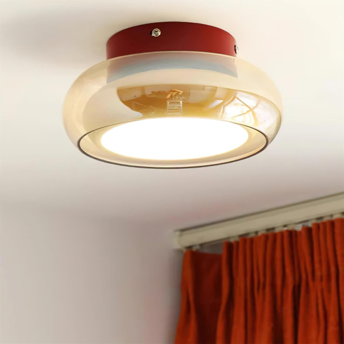 Plafonnier encastré en verre avec sélection tricolore pour espaces jusqu'à 30 m², luminaire d'intérieur ambre cerise pour chambre, salon et salle à manger