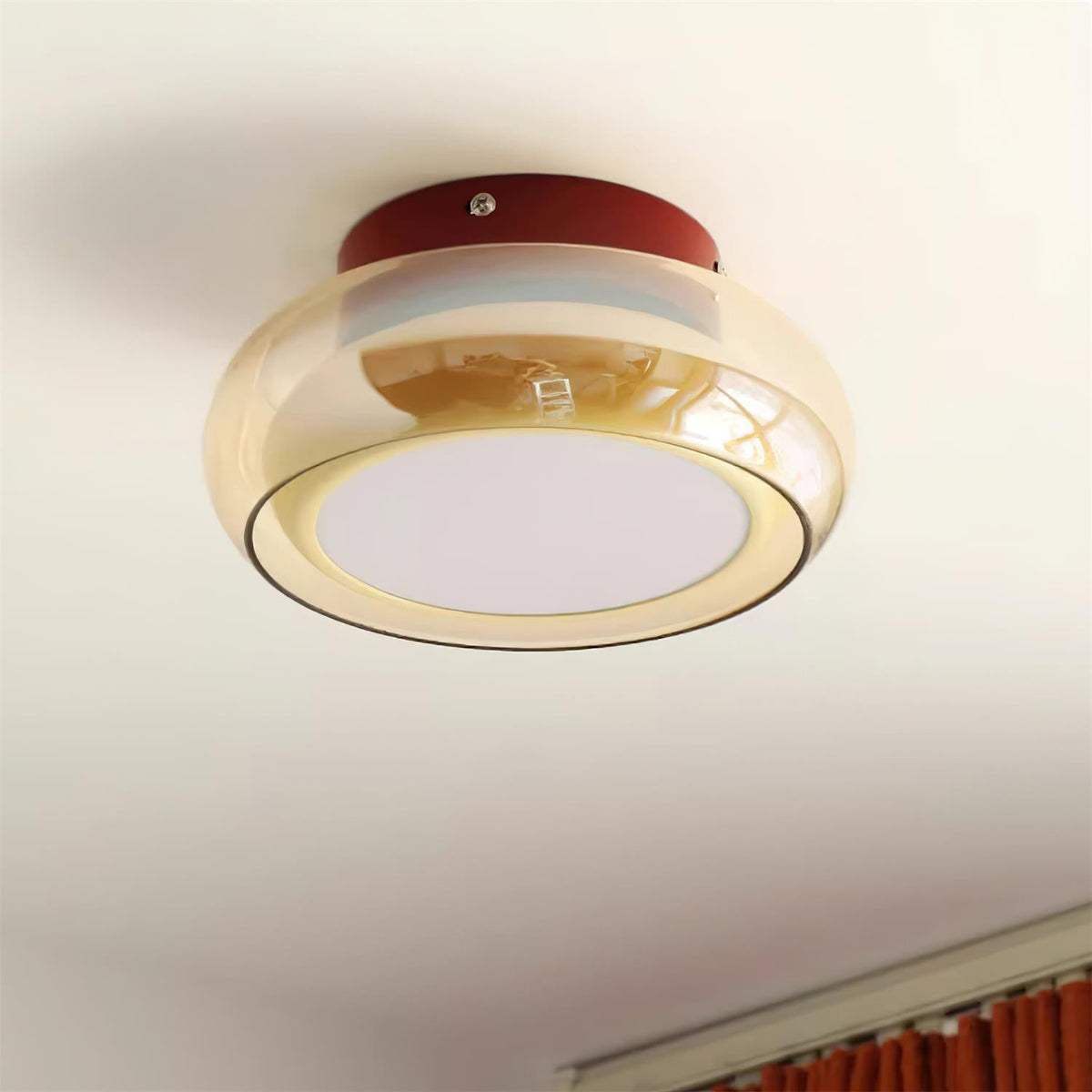 Glass Flush Mount Ceiling Light with Metal Frame – Ambient LED Fixture for Bedroom, Living Room & Kitchen – 3 Color Temperatures