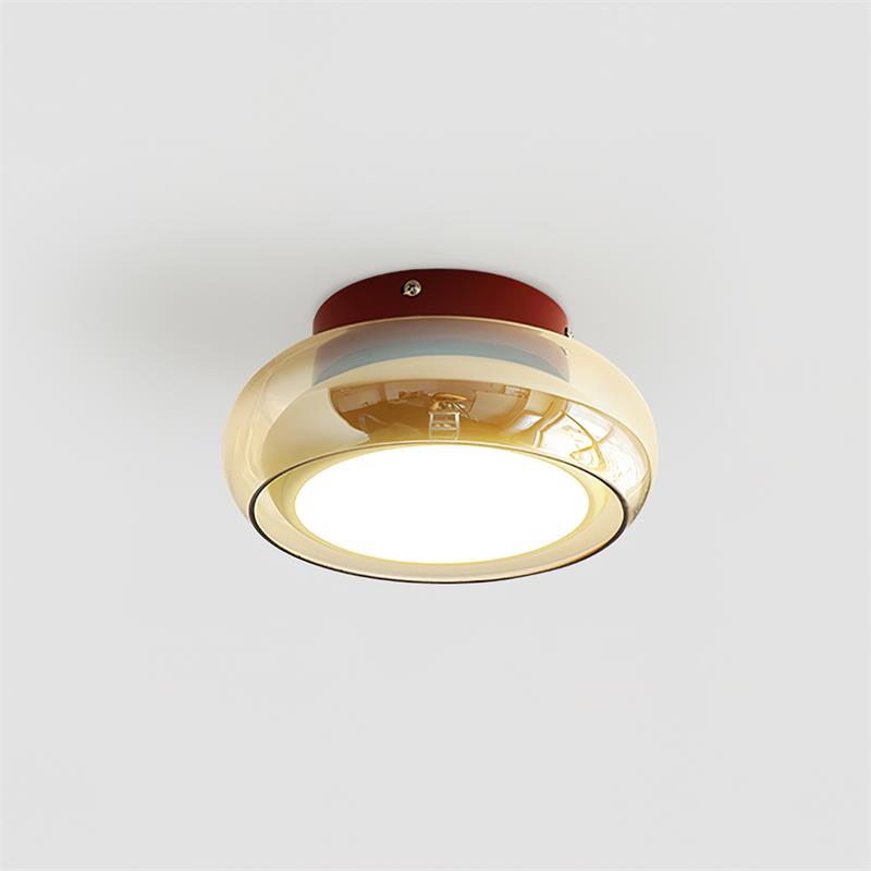 Glass Flush Mount Ceiling Light with Metal Frame – Ambient LED Fixture for Bedroom, Living Room & Kitchen – 3 Color Temperatures