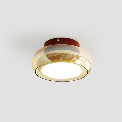 Glass Flush Mount Ceiling Light with Metal Frame – Ambient LED Fixture for Bedroom, Living Room & Kitchen – 3 Color Temperatures
