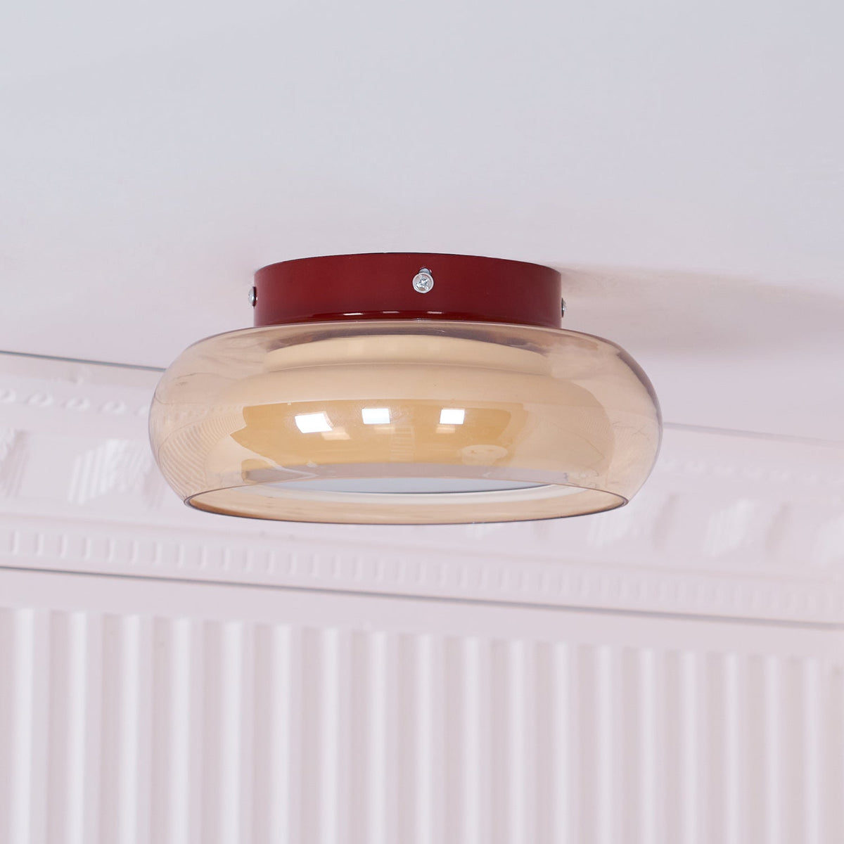 Plafonnier encastré en verre avec sélection tricolore pour espaces jusqu'à 30 m², luminaire d'intérieur ambre cerise pour chambre, salon et salle à manger