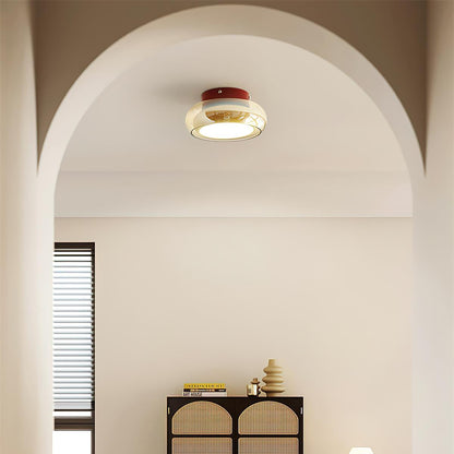 Plafonnier encastré en verre avec sélection tricolore pour espaces jusqu'à 30 m², luminaire d'intérieur ambre cerise pour chambre, salon et salle à manger