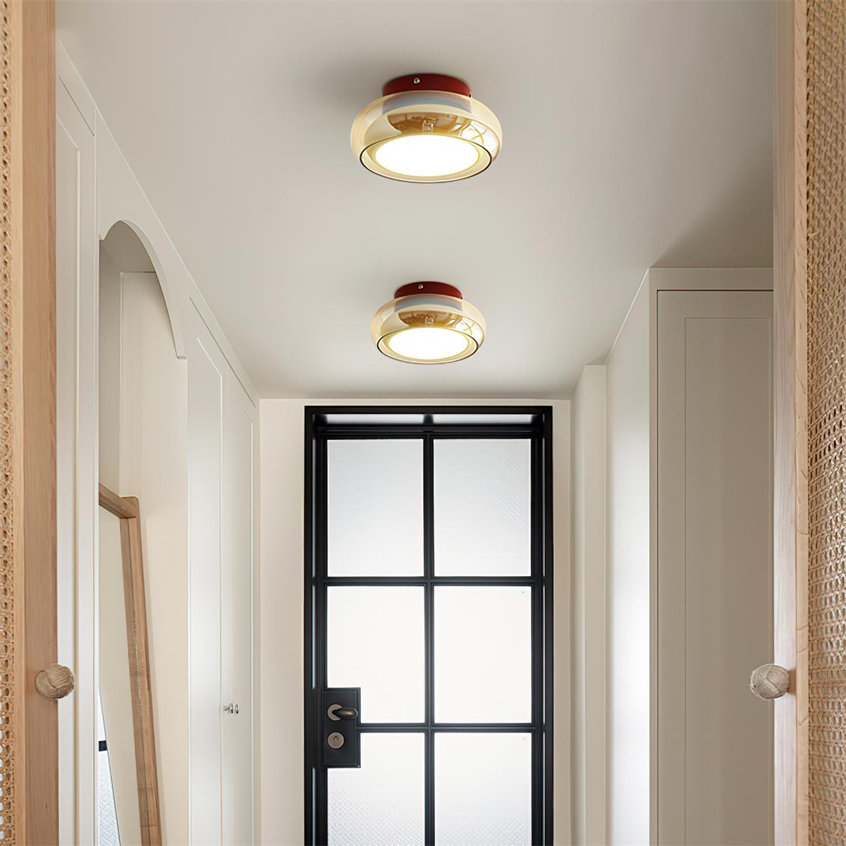 Plafonnier encastré en verre avec sélection tricolore pour espaces jusqu'à 30 m², luminaire d'intérieur ambre cerise pour chambre, salon et salle à manger
