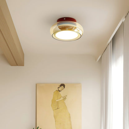 12W LED Flush Mount Ceiling Light with Glass Acrylic Diffuser for Bedrooms Living Rooms Dining Rooms Three Color Modes 54-108 sq ft Coverage