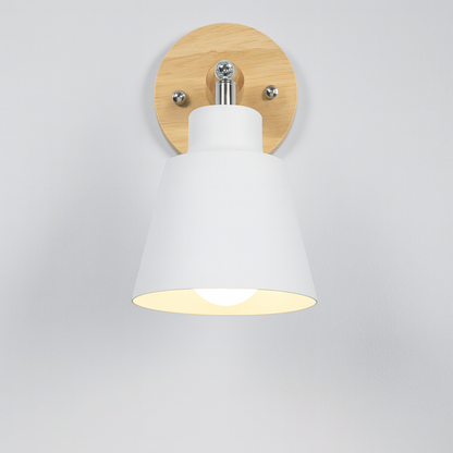 Adjustable Wall-Mount Reading Light Gray Wood Accent Swivel Arm Bedside Sconce E27 Socket for Bedroom Living Room Hallway