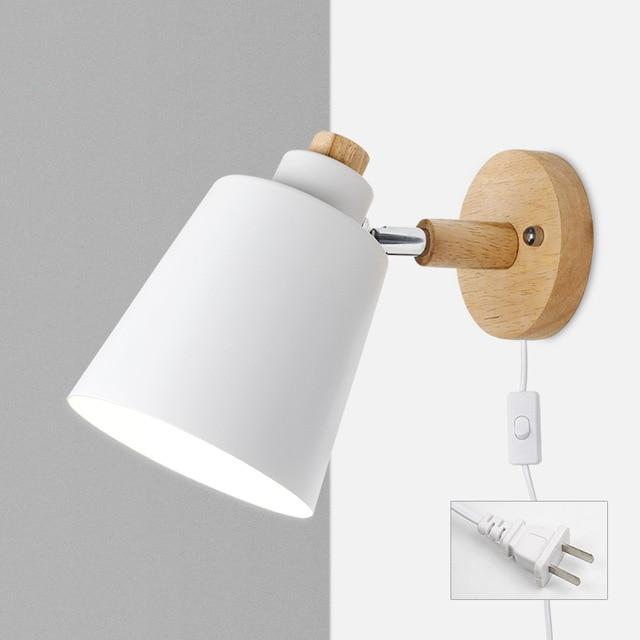 Adjustable Wood & Metal Sconce 7.5 in Yellow Plug-In Task Light for Nightstand Bedrooms Home Office Swivel Arm Accent Lighting