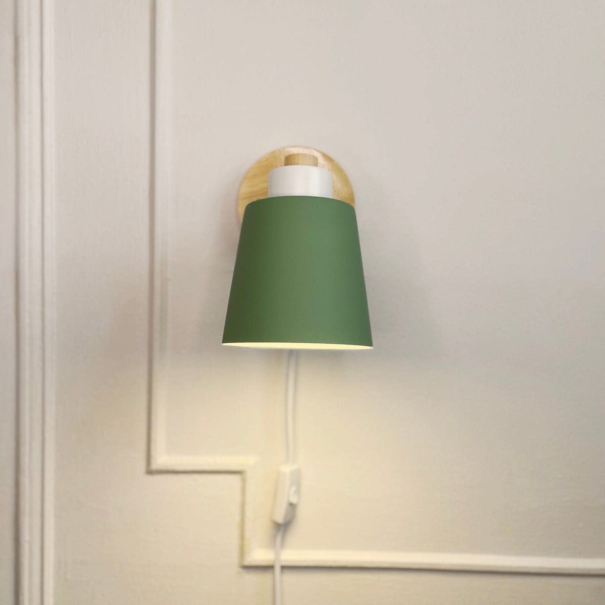 Adjustable Wood & Metal Sconce 7.5 in Yellow Plug-In Task Light for Nightstand Bedrooms Home Office Swivel Arm Accent Lighting