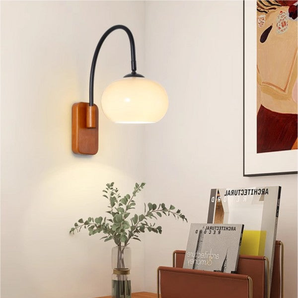 Swivel Glass Sphere Sconce – E27 Wall Mount Accent Fixture with 10W LED Bulb for Bedroom Hallway Living Room Adjustable Directional Lighting