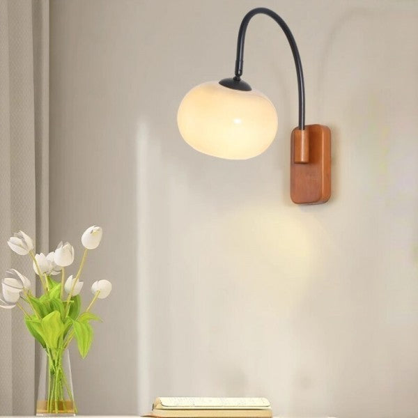 Swivel Glass Sphere Sconce – E27 Wall Mount Accent Fixture with 10W LED Bulb for Bedroom Hallway Living Room Adjustable Directional Lighting