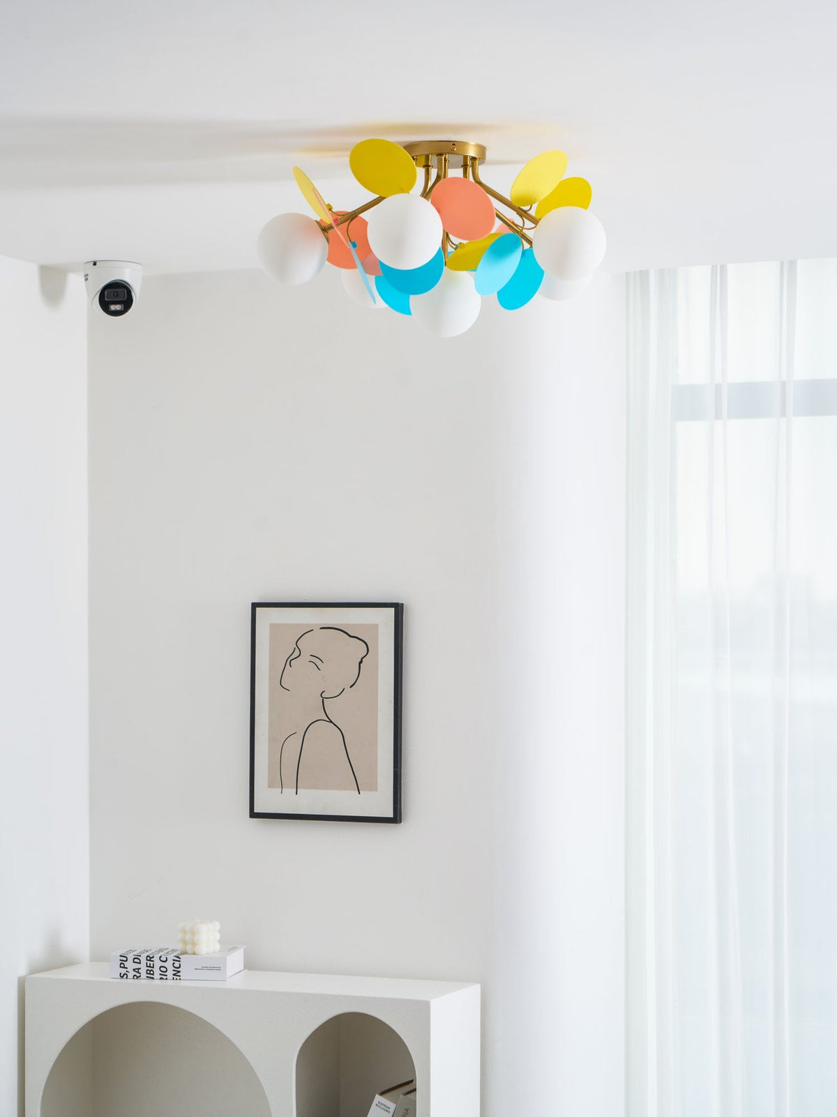 Flush-Mount Pastel Ceiling Light 10 in Diameter Metal & Acrylic for Kids Room Bedroom Office Home Nursery Small Space Overhead Lighting